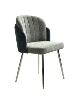 Silla Moderna Tapizada Chenilla Azul Y