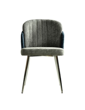 Silla Moderna Tapizada Chenilla Azul Y miniatura 2