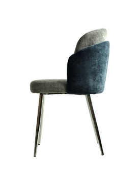 Silla Moderna Tapizada Chenilla Azul Y miniatura 3