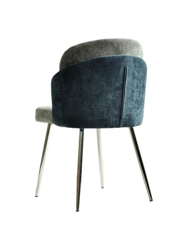 Silla Moderna Tapizada Chenilla Azul Y miniatura 4